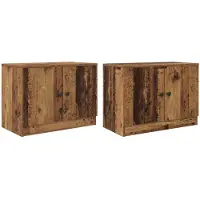 vidaXL Meuble de chevet avec porte, lot de 2, bois recyclé, 66 x 35 x 48 cm, aggloméré