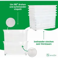 Novaliv 2x Boîtes de rangement avec couvercle Grand 55L Anthracite Empilable avec fermeture à clip Boîtes à roulettes Plastique sans BPA 61x40x32,5 cm