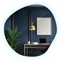 Tulup (76,5x77,3 cm) Miroir Lumineux LED Irrégulier Asymétrique Lumière Blanc Froid Design Moderne Salon Chambre