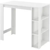 En.casa Table de bar 'Danderyd' comptoir de bar 120 x 60 x 106 cm avec 3 étagères blanc