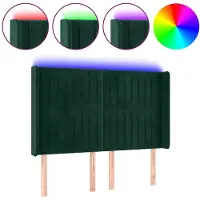 vidaXL Tête de lit LED vert foncé 147x16x118/128 cm velours