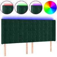 vidaXL Tête de lit LED vert foncé 183x16x118/128 cm velours