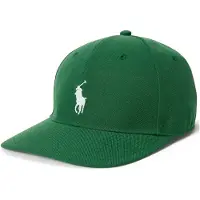Ralph Lauren pour homme. 710B19128001 Casquette en sergé à couronne haute verte (OSFA), Casuel, Polister recyclé