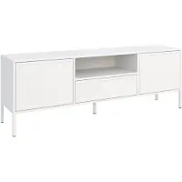 Selsey Velveto - Meuble TV bas à 2 portes avec tiroir et compartiment, blanc, 160 cm