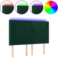 vidaXL Tête de lit à LED Vert foncé 147x16x118/128 cm Velours