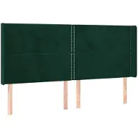 vidaXL Tête de lit avec oreilles vert foncé 203x16x118/128 cm velours