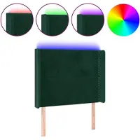 vidaXL Tête de lit LED vert foncé 103x16x118/128 cm velours