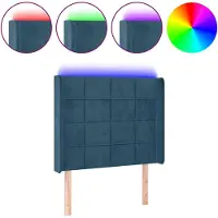 vidaXL Tête de lit LED bleu foncé 103x16x118/128 cm velours