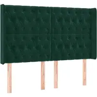 vidaXL Tête de lit avec oreilles vert foncé 147x16x118/128 cm velours