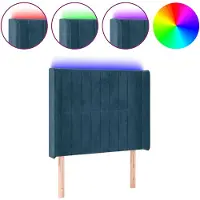 vidaXL Tête de lit LED bleu foncé 93x16x118/128 cm velours