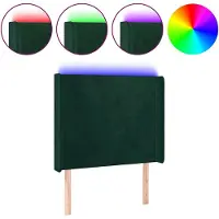 vidaXL Tête de lit à LED Vert foncé 83x16x118/128 cm Velours