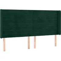 vidaXL Tête de lit avec oreilles vert foncé 163x16x118/128 cm velours