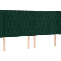 vidaXL Tête de lit avec oreilles vert foncé 203x16x118/128 cm velours