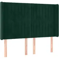 vidaXL Tête de lit avec oreilles Vert foncé 147x16x118/128 cm Velours