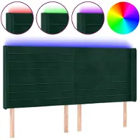 vidaXL Tête de lit LED vert foncé 163x16x118/128 cm velours