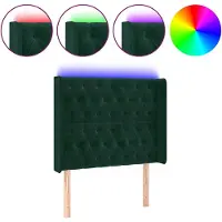 vidaXL Tête de lit à LED Vert foncé 103x16x118/128 cm Velours