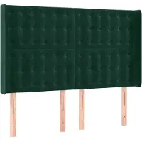 vidaXL Tête de lit avec oreilles vert foncé 147x16x118/128 cm velours