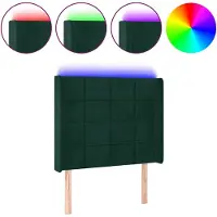 vidaXL Tête de lit à LED Vert foncé 83x16x118/128 cm Velours