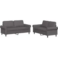 vidaXL Ensemble de canapés 2 pièces avec coussins Gris Similicuir