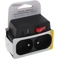 Chacon Prises Domino 2 X 16 A + 1 Usba Usb-c Noir (48151)