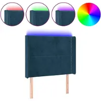 vidaXL Tête de lit LED bleu foncé 103x16x118/128 cm velours