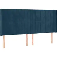vidaXL Tête de lit avec oreilles bleu foncé 183x16x118/128 cm velours