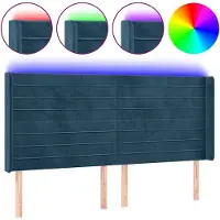 vidaXL Tête de lit LED bleu foncé 183x16x118/128 cm velours