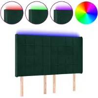 vidaXL Tête de lit LED vert foncé 147x16x118/128 cm velours