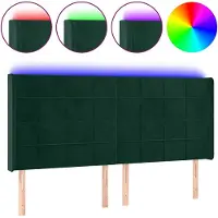 vidaXL Tête de lit à LED Vert foncé 203x16x118/128 cm Velours