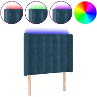 vidaXL Tête de lit LED bleu foncé 103x16x118/128 cm velours