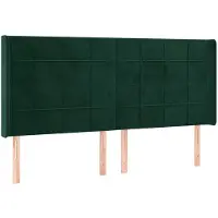 vidaXL Tête de lit avec oreilles Vert foncé 183x16x118/128 cm Velours