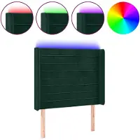 vidaXL Tête de lit LED vert foncé 83x16x118/128 cm velours