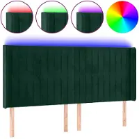 vidaXL Tête de lit LED vert foncé 163x16x118/128 cm velours