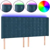 vidaXL Tête de lit LED bleu foncé 203x16x118/128 cm velours