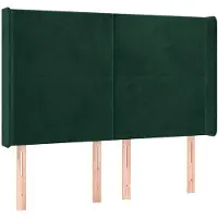 vidaXL Tête de lit avec oreilles Vert foncé 147x16x118/128 cm Velours