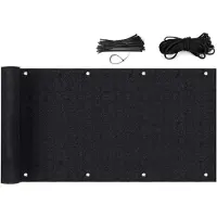 OEM Brise-vue pour balcon, protection contre le vent et les UV, intimité totale, avec boucles d'insertion, attaches en nylon et corde, 90 x 400 cm, noir
