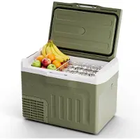 Auronic Electric Cool Box - Compresseur - 30L - 12V et 240 volts - Réfrigérateur de camping - Frigobox Car - Vert