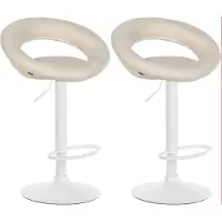 CLP Lot de 2 tabourets de bar Olinda en tissu, pivotants et réglables en hauteur, gris, structure blanche