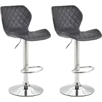 CLP Lot de 2 tabourets de bar en simili cuir Cork, réglables en hauteur et pivotants à 360°, structure noire, finition chromée