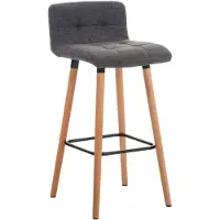 CLP Tabouret de bar Lincoln en tissu avec structure en bois et repose-pieds intégré, gris clair