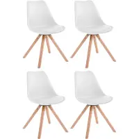 CLP Lot de 4 chaises Toulouse Square avec pieds en bois carrés, structure blanche, couleur naturel