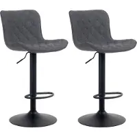 CLP Lot De 2 Tabourets De Bar Ajustables Pivotants Tissu Noir
