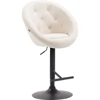 CLP Tabouret de bar London V2, revêtement en tissu, pivotant et réglable en hauteur | Couleur : crème. Structure : noire