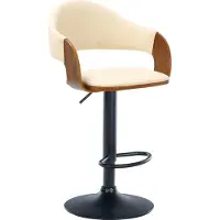 CLP Tabouret de bar Nilse en similicuir avec assise en bois noyer/noir, piètement noir