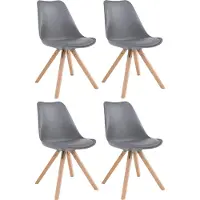 CLP - Ensemble de 4 chaises Toulouse Square, pieds en bois carrés | Couleur : gris, structure : couleur naturelle