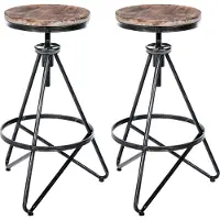 CLP Lot de 2 tabourets de bar Karla, réglables en hauteur, style industriel, couleur argent