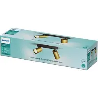 Philips Spot de plafond/mural Idris, 2×, Spot pour rail, GU10, 2 ampoules, LED, 220-240 V, Noir