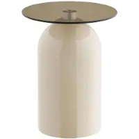 Ebuy24 Solveig table d'angle Ø40cm beige, gris.