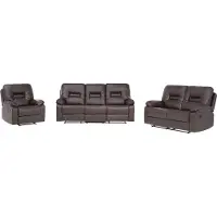 Beliani Ensemble Canapés Et Fauteuil En Cuir Pu Marron 6 Places Bergen