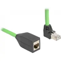 DeLOCK - Rallonge de brassage - RJ-45 (M) coudé vers le haut à RJ-45 (F) droit - 5,0m - 6,8 mm - SF/UTP - CAT 6a - vert (80885)